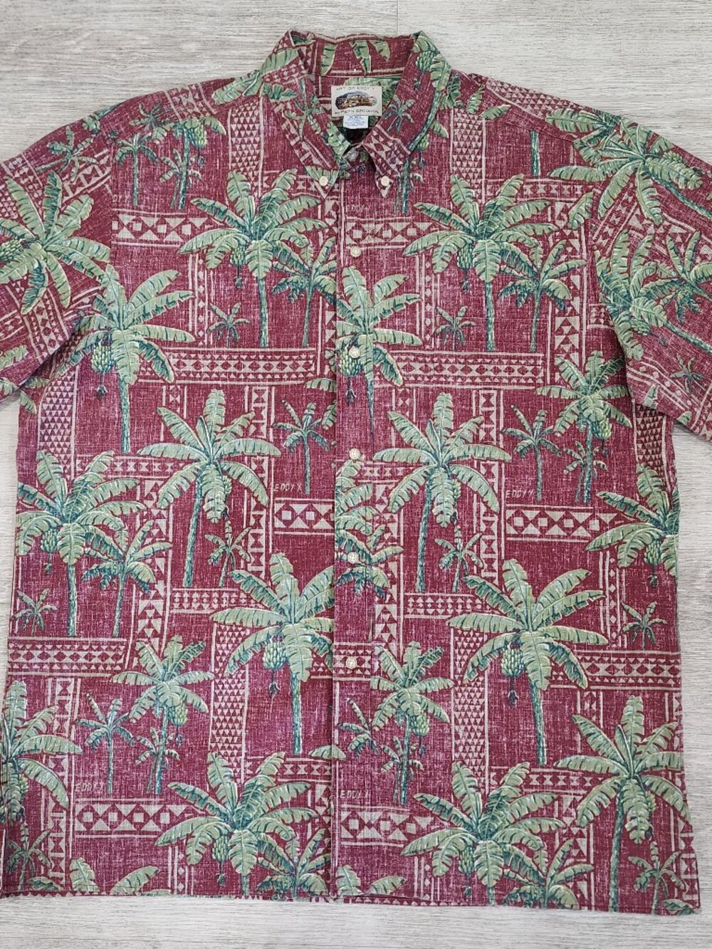Reyn Spooner Art of Eddy Y Hawaiian Short Sleeve Shirt Mens 2XL Vintage Tropical